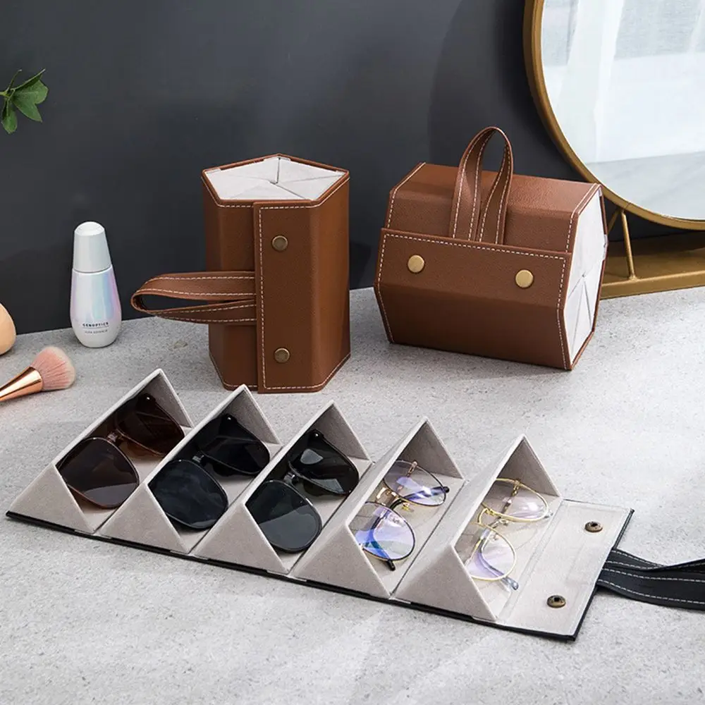 

Foldable Snap Button PU Bag Jewelry Organizer Holder Display Case Sunglasses Box Eyewear Holder Storage box Slots Glasses Case