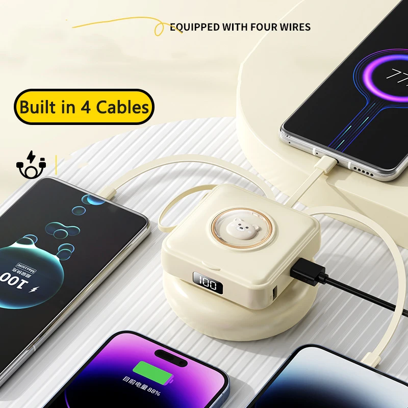 Mini Power Bank 20000mAh Caricabatterie portatile con specchietto per il trucco a forma di cartone animato Powerbank per iPhone Samsung Huawei Xiaomi Batteria esterna_voghion.com