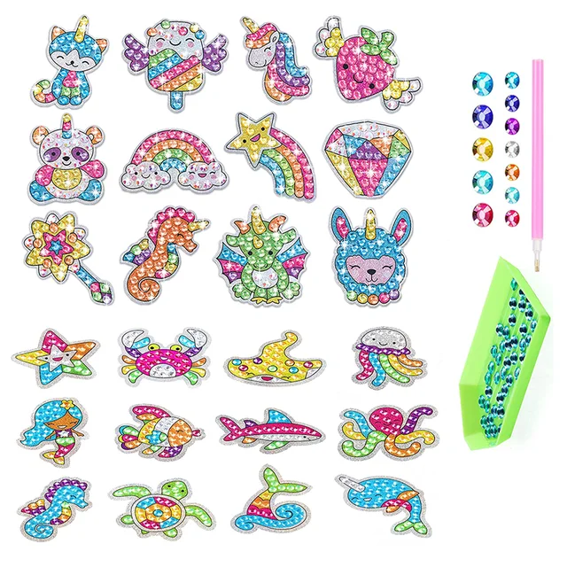 DIY Diamond Painting Stickers Kit for Kids Diamond Art Stickers Cartoon  Animal Diamond Painting by Number Children Toy Gift