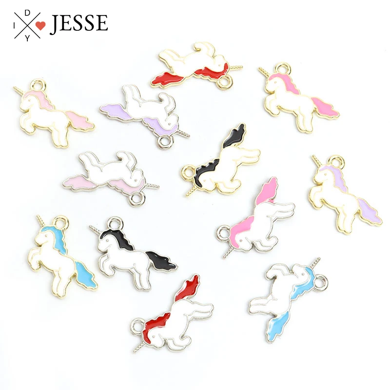 

15pcs Cartoon Horse Enamel Charms Cute Unicorns Animals Pendants Jewelry Making DIY Necklace Earring Craft Accessories Wholesale