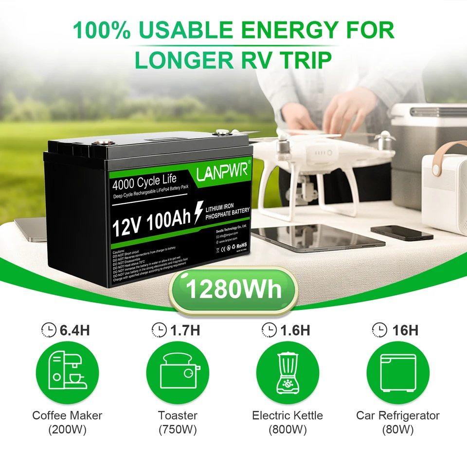 Datouboss Battery For Sale DATOUBOSS 12V 100Ah LiFePO4 Batterie - Lithium Akku Mit 100A BMS, 8000+ Zyklen, Für Solar, Wohnmobil Lithium Akku Solar