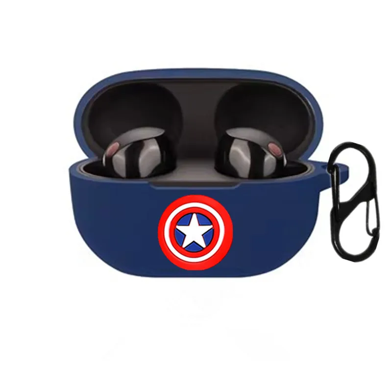Cartoon Marvel Batman Earphone Case Cover For Sony WF-1000XM5/WF-1000XM4 Silicone Wireless Earbuds Protective Shell With Hook