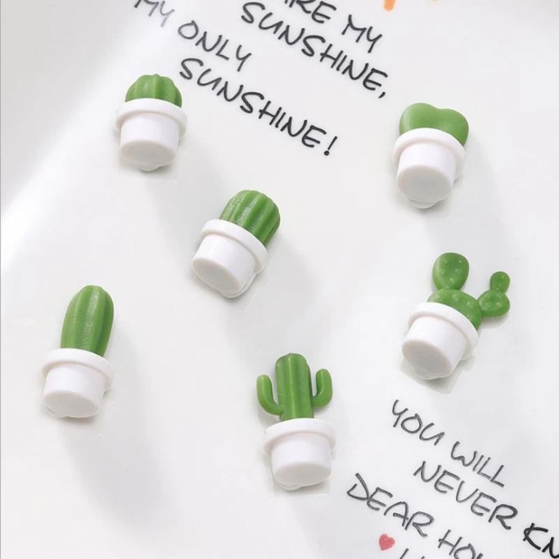 6PC/set of cute succulent plant refrigerator magnet button cactus refrigerator message sticker magnet sticker_voghion.com