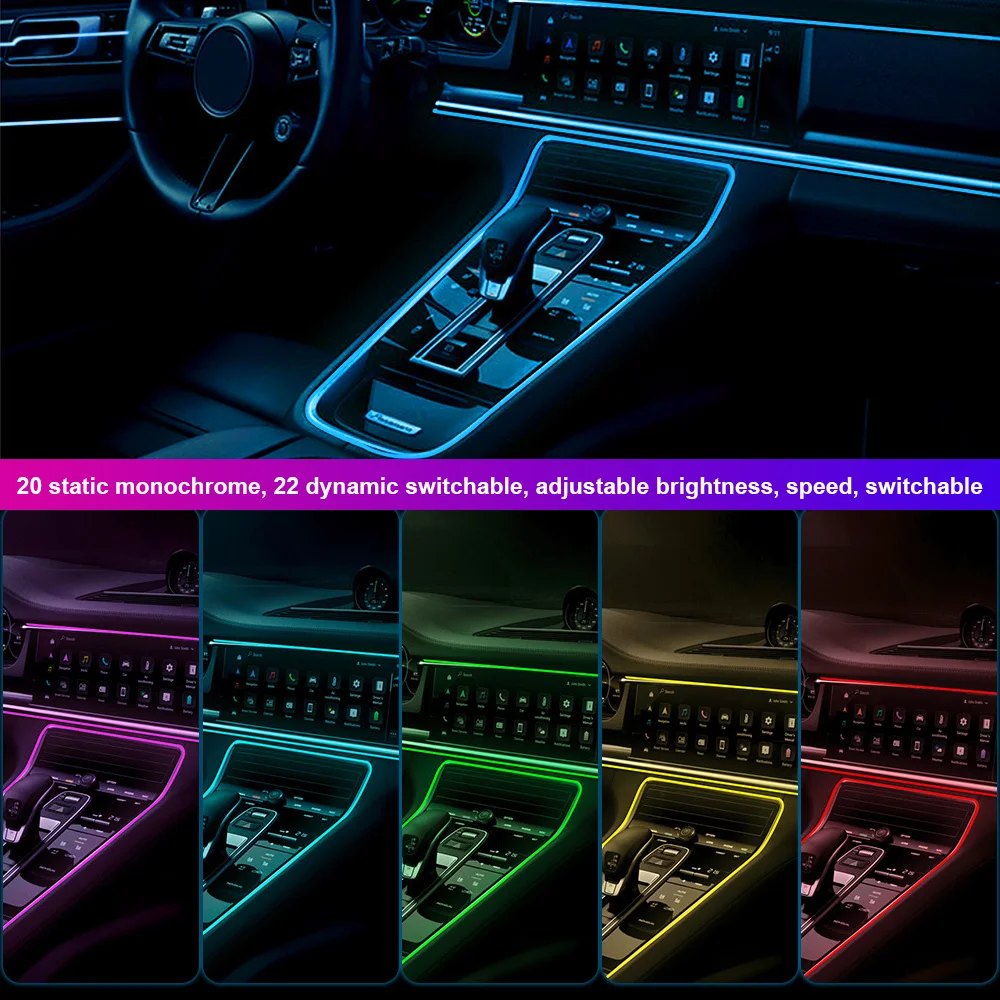 Baceyong Auto LED Strip 5m con Puerto USB, Accesorios Interiores del Coche 12V a Prueba de Agua LED Strip para Cualquier Modelo de Coche luz Ambiental - Ice Blue