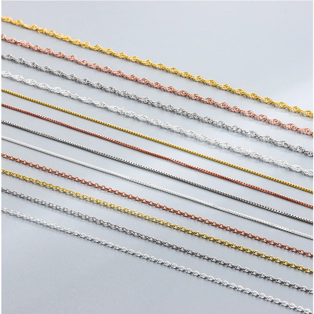 Collana in argento sterling S per donna senza ciondolo, semplice scatola singola fai da te versatile catena per clavicola, lusso leggero_voghion.com