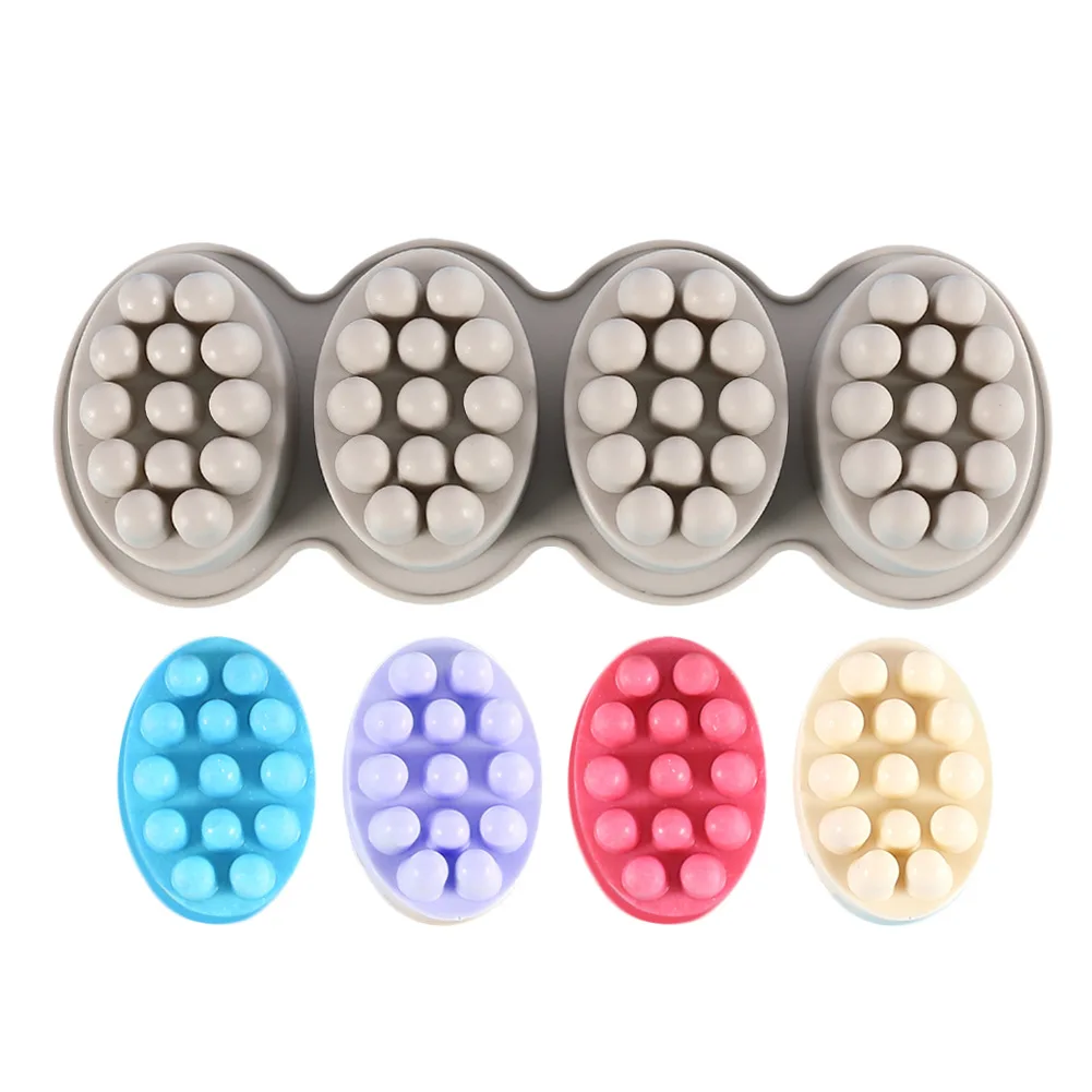 SJ 4 Cavity Silicone Soap Mold for Massage Therapy Bar Soap Making