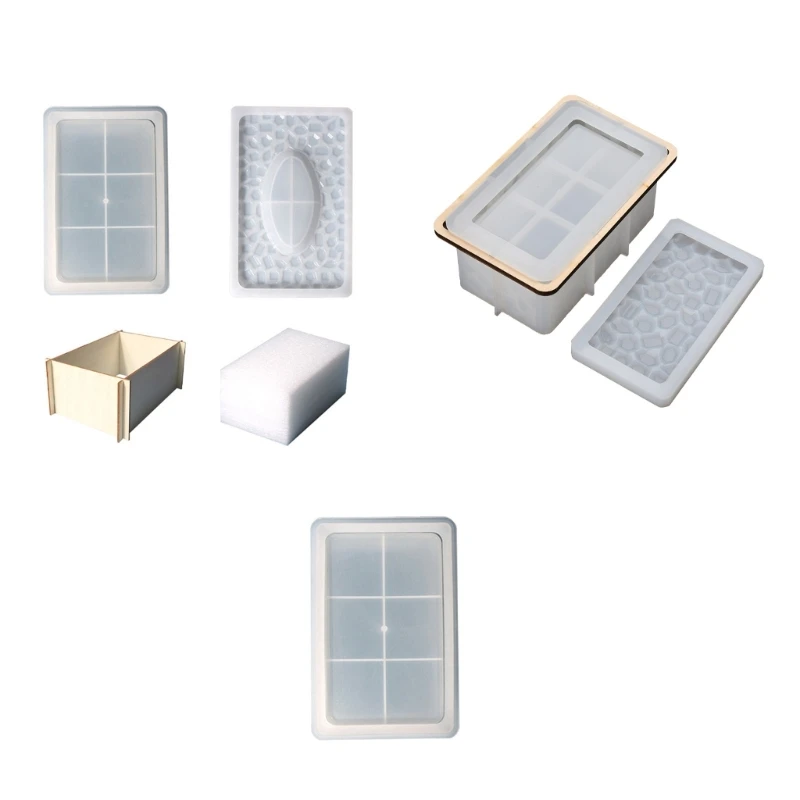 Silicone Tissue Box Mold Rectangle Epoxy Resin Casting Molds for DIY Jewelry Box Dropship durable epoxy resin molds keychain pendant mold flower unique jewelry pendant mould for diy jewelry hand making dropship