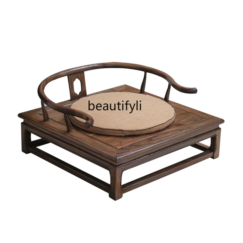 

Solid Wood Buddha Chair Chinese Style Za-Zen Chair Old Elm Large Buddha Chair round-Backed Armchair Sofa Chair Cross Leg Seat