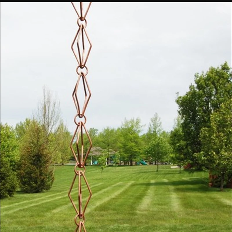 2.4m Copper Diamond Ring Falling Water Rain Chain Copper Rain Bell Drainage Chain