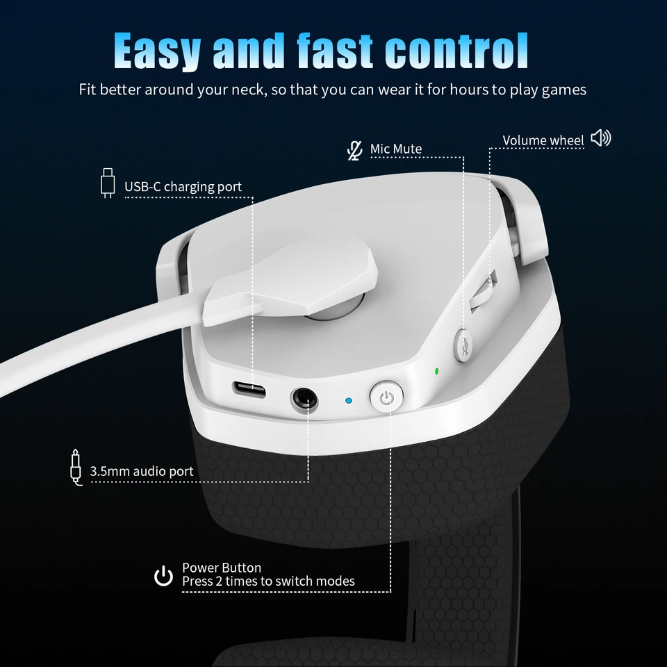 Auriculares inalámbricos duales NUBVO G06 con micrófono para PS5, PS4, PC, móvil y Switch. Auriculares para juegos con Bluetooth 5.3 de 2,4 GHz._voghion.com