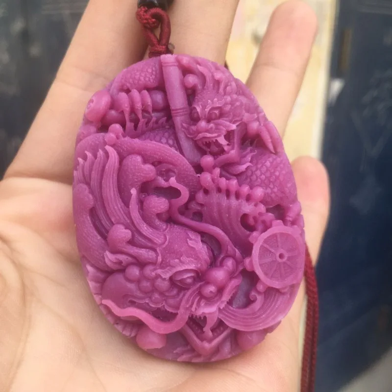 Natural Ziyun Mother Sugilite Palace Wind Business Xinglong Pen Chenglong Women's Sweater Chain Pendant