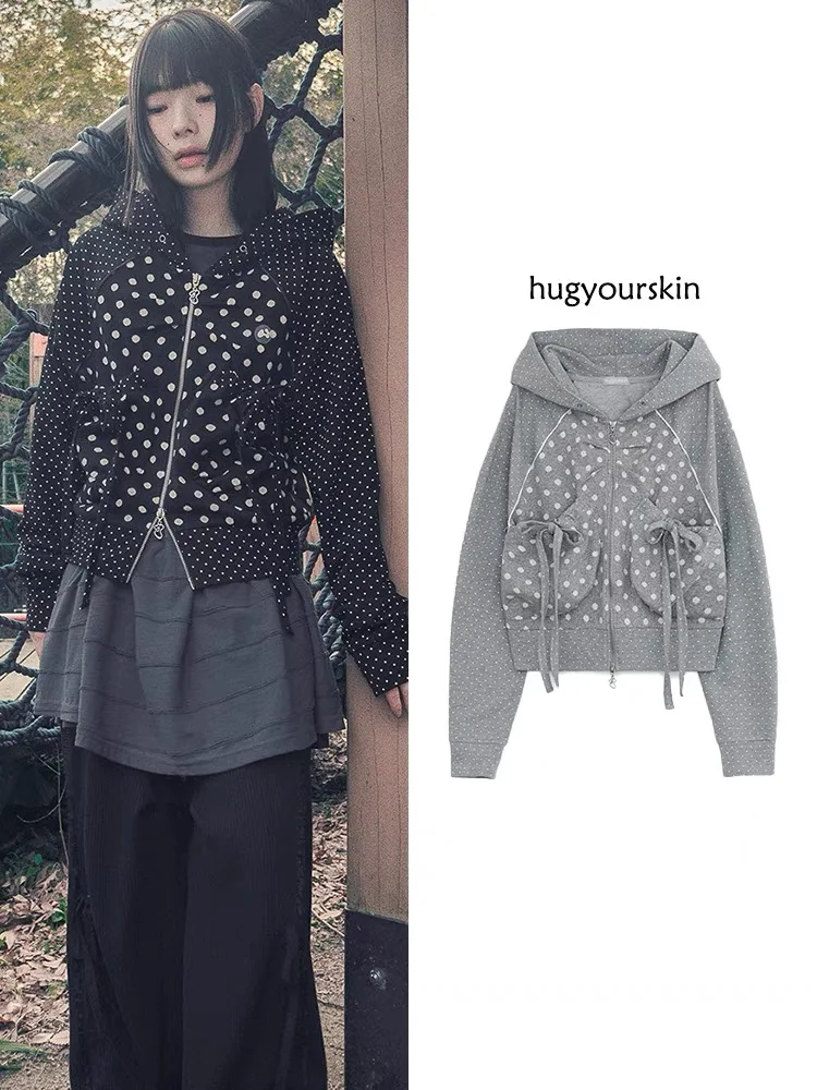 Casual Sle Color Blo Hoodie Jaet Women's  Slim Fit Top Spring 2025 Cotton Long Sve Zipper Closure Pattern