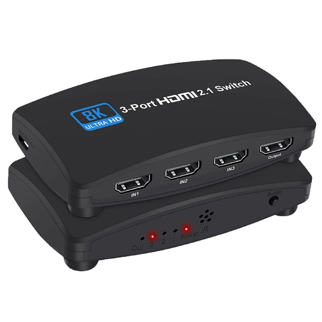 Conmutador HDMI 4K de 3 puertos, salida 3 en 1 con interruptor de