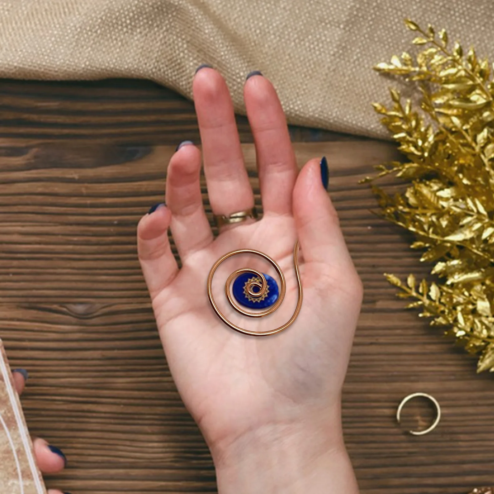 Adjustable Copper Palm Ring Handmade Jewelry Accessories Reiki Energy Spiral Hand Ring Portable Spiral Palm For Crystal Work