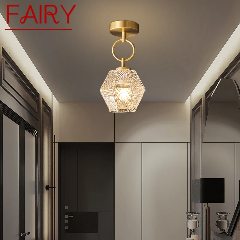 

FAIRY Nordic Brass Ceiling Light LED Gold Copper Lamp Simple Creative Decor for Home Stairs Aisle Balcony