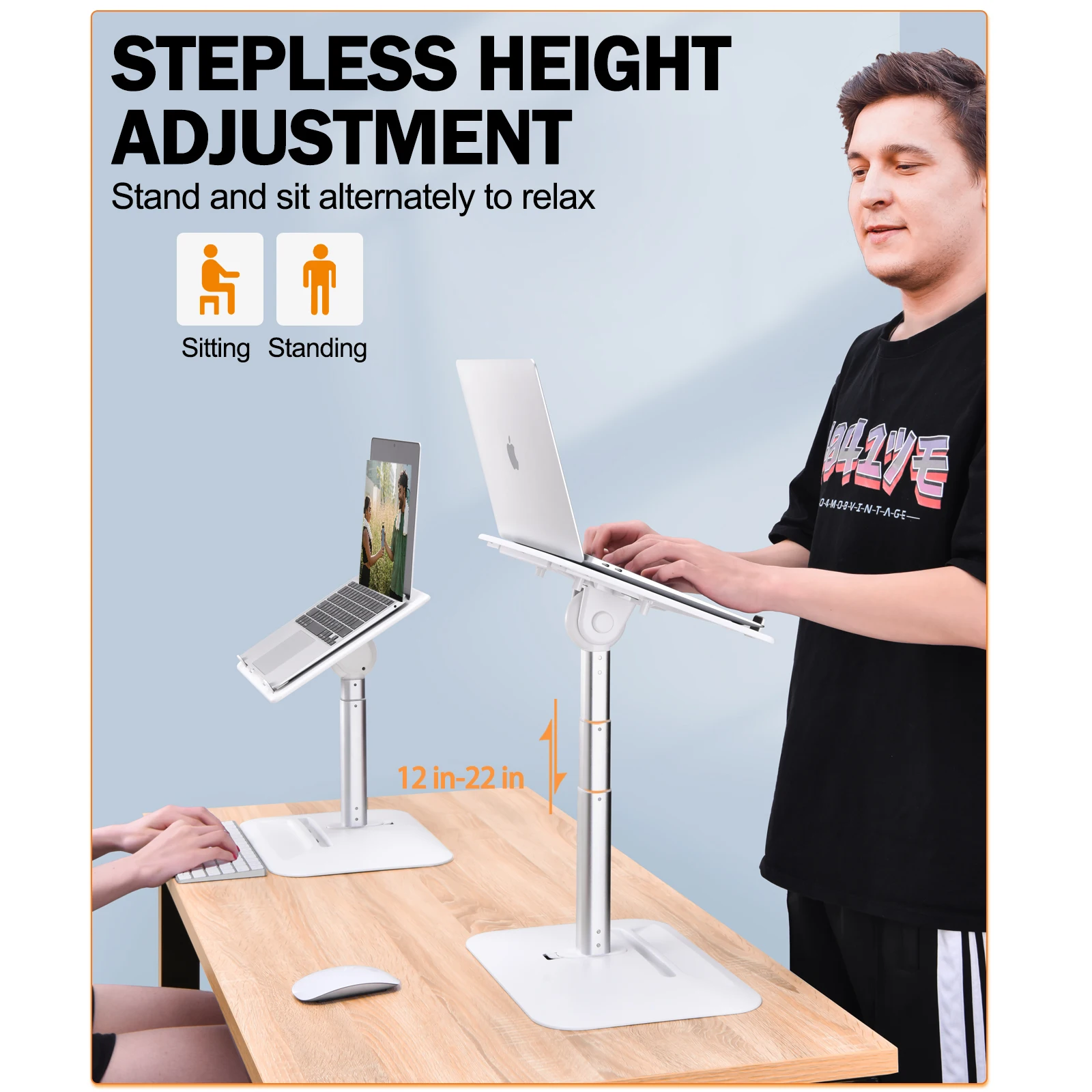 Eary Portable Laptop Stand for Desktop Height Angle Adjustable Holder for Notebook Floor Book Desk Gifts for Kids Girls Students