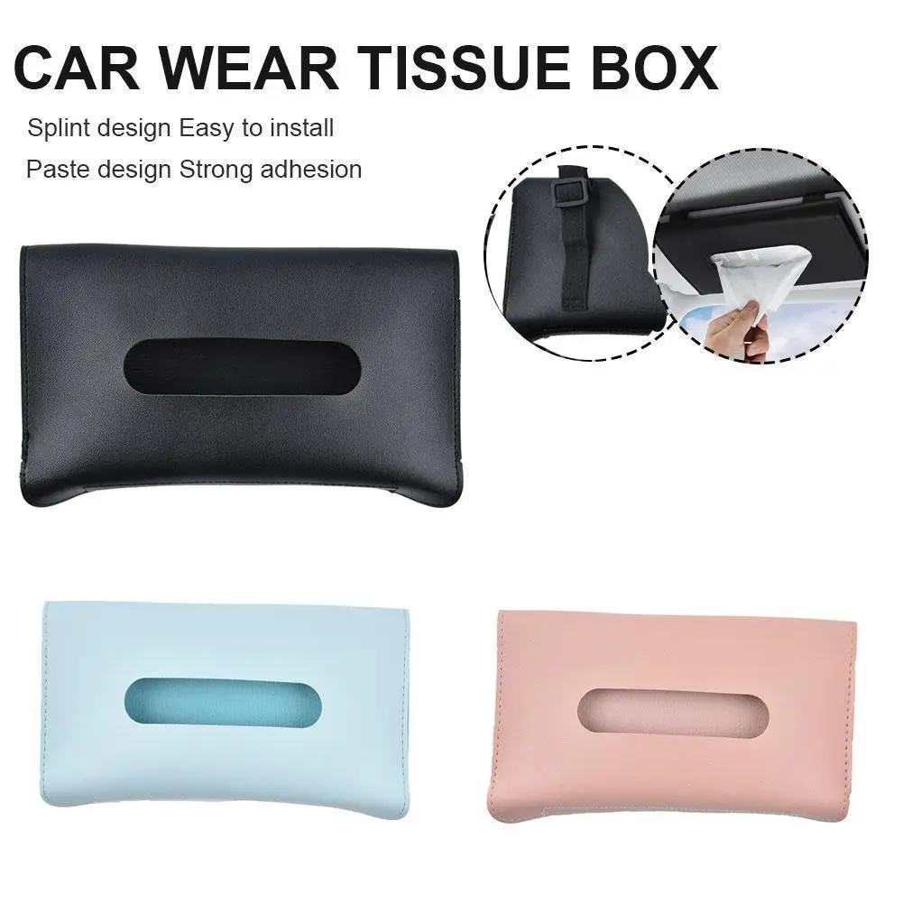 Car Tissue Box With Sun Visor Chair Back Sunroof Car Style Leather Products Paper Hanging Car Use Creative Interior Drawer Q2Z9 car sunshade paper towel bag leather car new creative sunroof hanging seat car drawer box car accessories interior car accessory