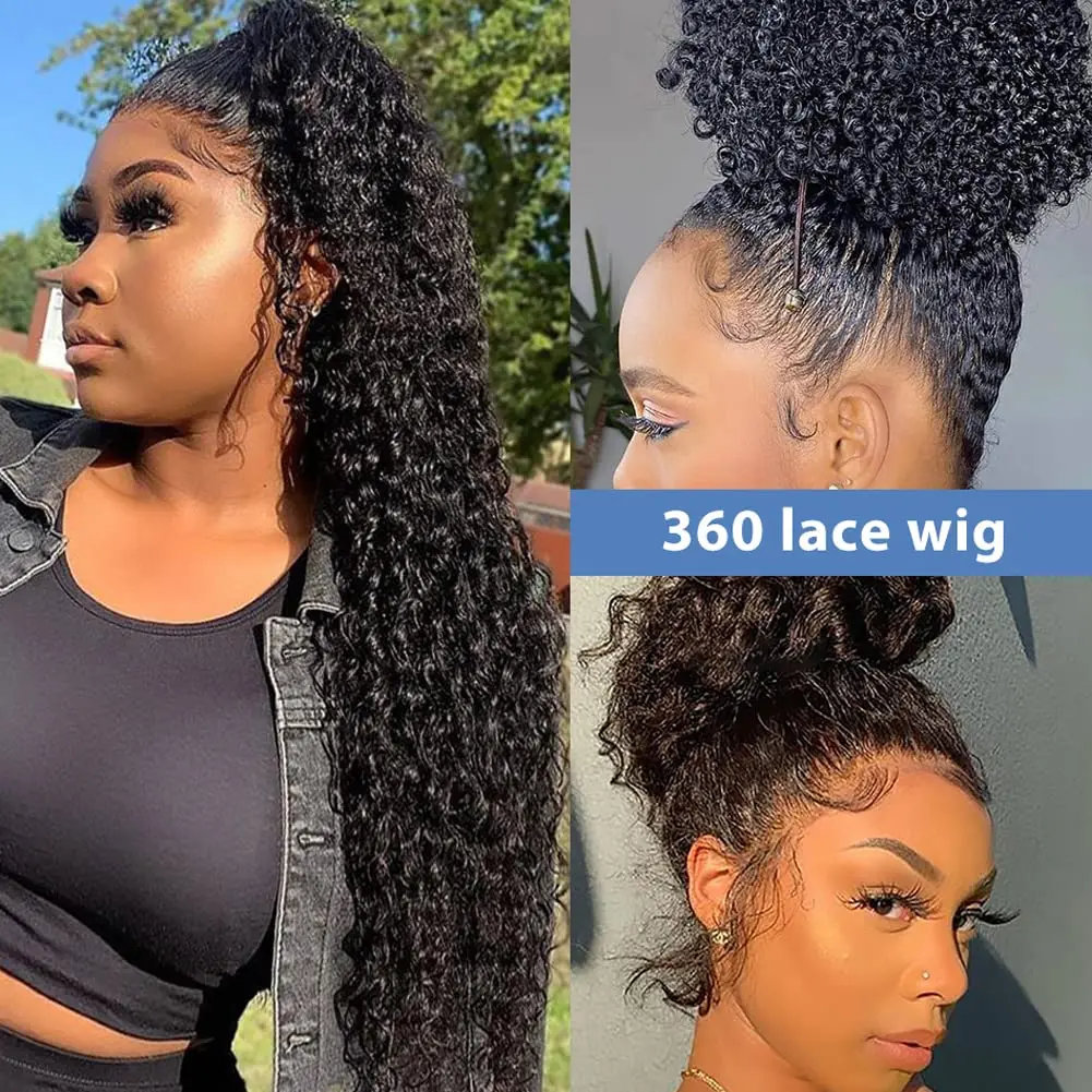 

360 Lace Front Wigs Human Hair Pre Plucked Kinky Curly Wig 180 Density Lace Frontal Real Virgin Soft Brazilian Hair