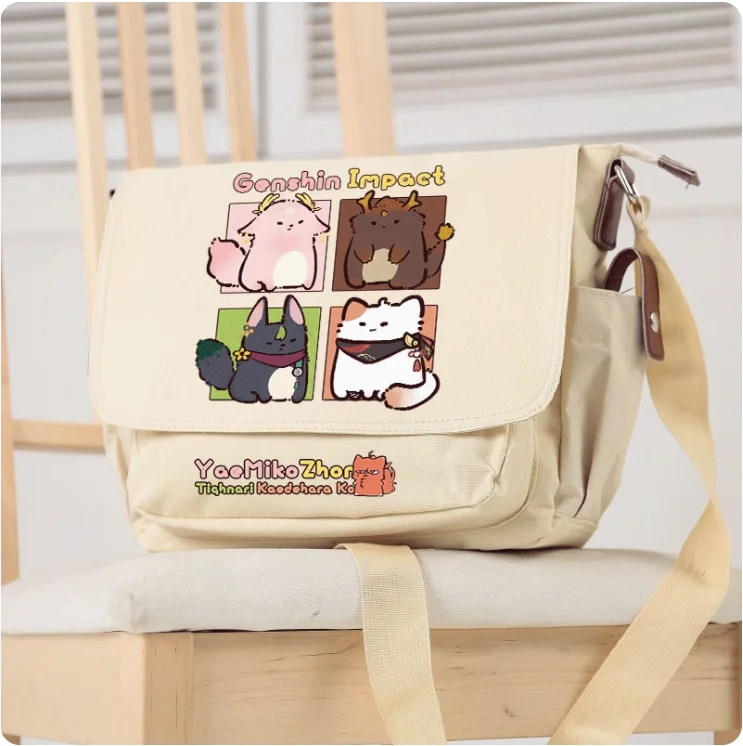 Anime Genshin Impact Yae Miko Zhongli Cosplay Casual Oxford Messenger Bag Schoolbag Shoulder Bag Student Teenager Gift B209