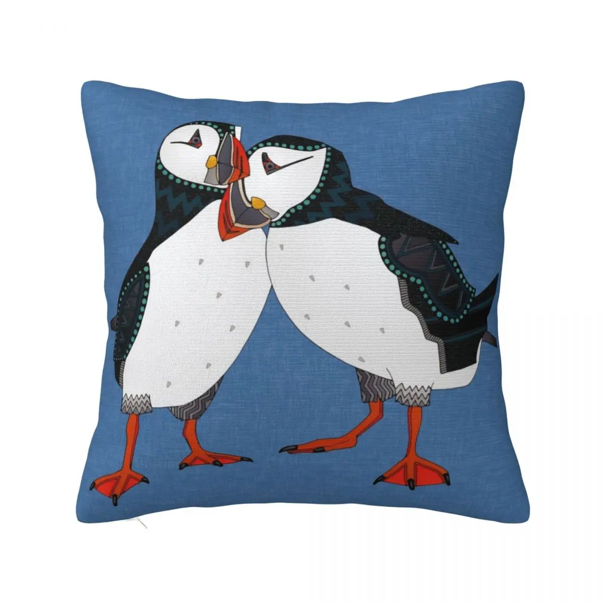 

puffin pair blue Throw Pillow Sofa Cover Cusions Cover