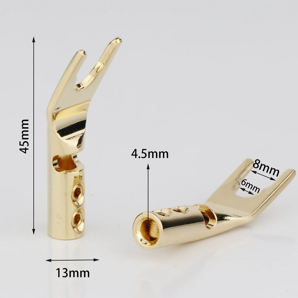 HIFI 8PCS 바나나 Y 스페이드 U/Y 골드/로듐 도금 순수 구리 나사 포크 HiFi 스피커 스페이드 커넥터 플러그