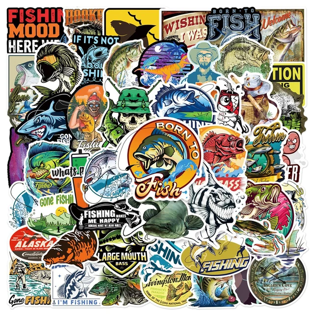 50pcs Outdoor Fishing Stickers For Motorcycle Guitar Phone