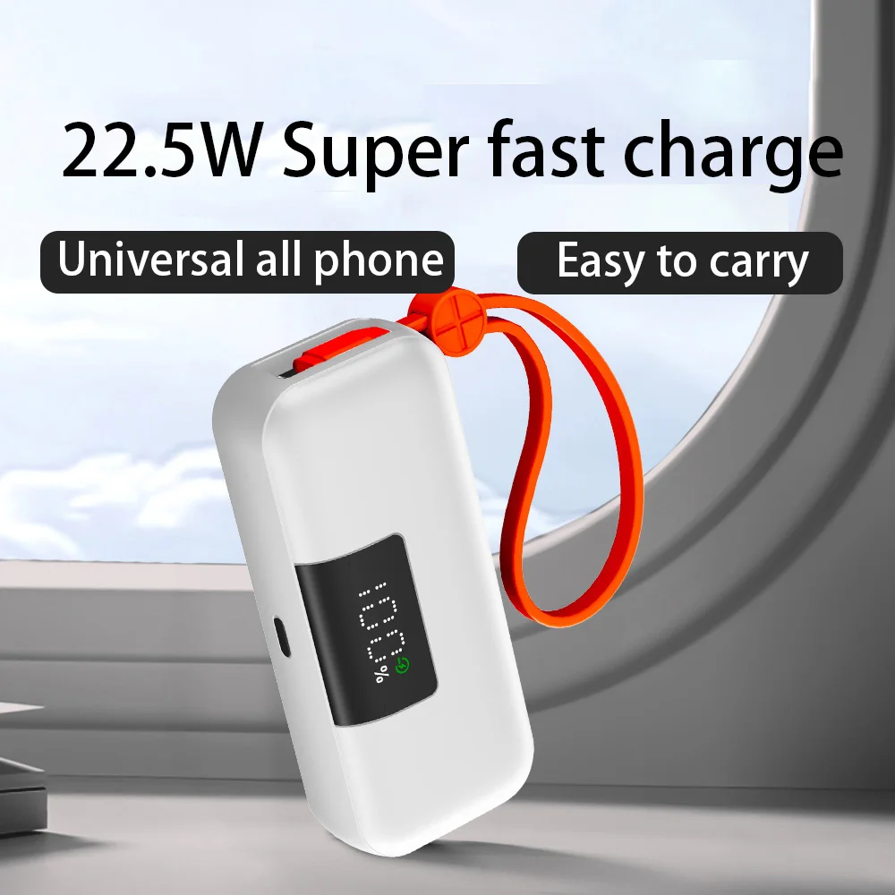 M&W Mini Power Bank 5000 mAh Compact Battery with Fast Charging - Built-in USB Type-C and Lightning Connectors 3