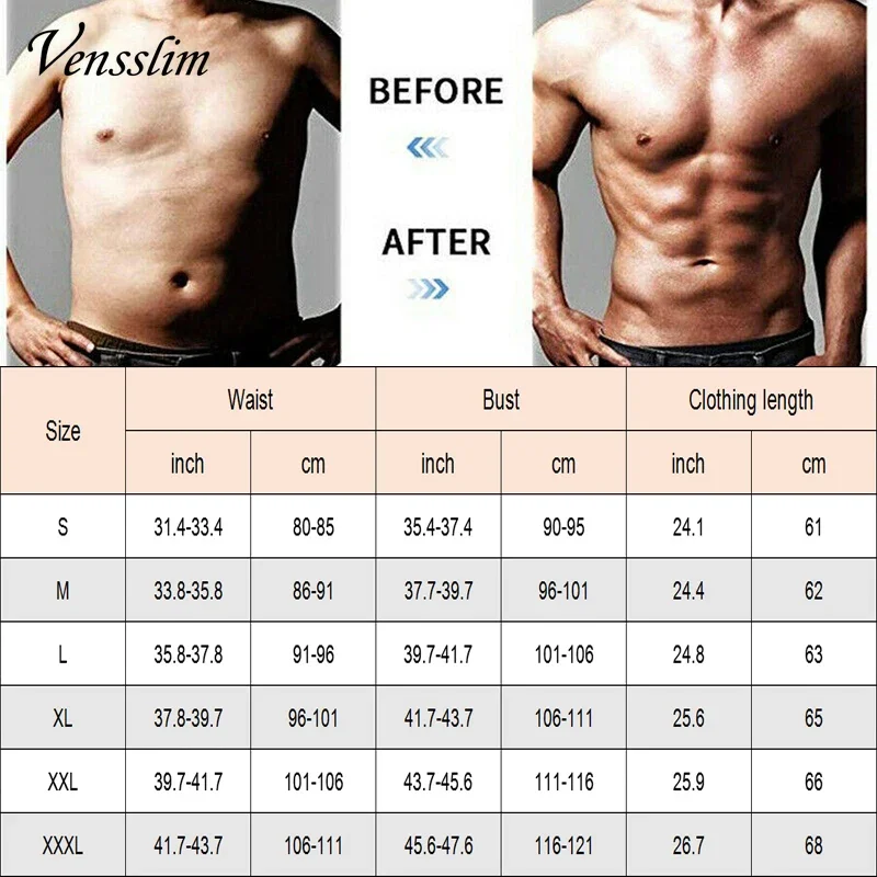 Body Shaper Waist Trainer Slimming Vest Vensslim Waist Trainer for Men Hot Neoprene Sauna Suits Zipper Sweat Vest with Adjustable Belt Gym Workout Body Shaper Tank Tops