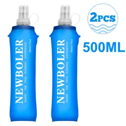 Collapsible Soft Flask 750mL - Portable TPU Water Bottle (500ML 2PCs)