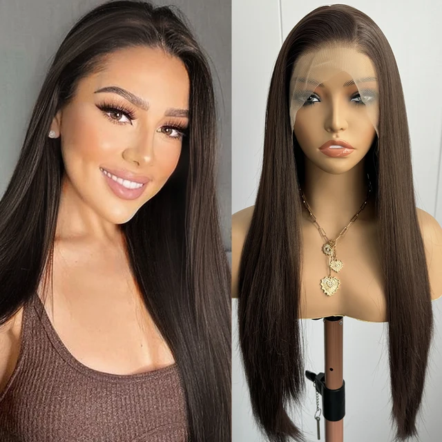 Long Straight Brown Lace Wig 1