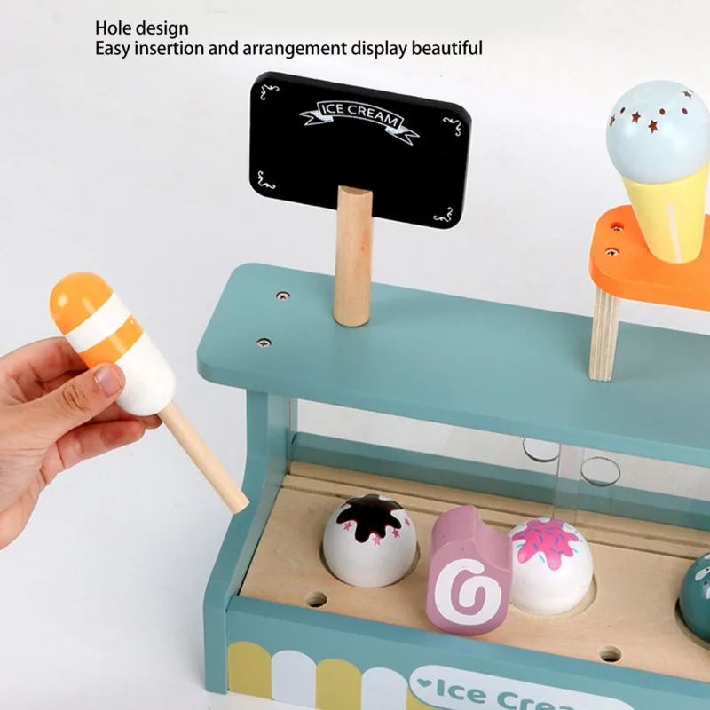 Ice Cream Shop Playing House Toys With Kitchen Food Wooden Toys Montessori Pretend Play Educational Toys For Baby Birthday Gifts 3