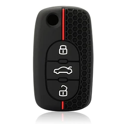 Premium Silicone Key Fob Cover - 3 Button Remote Shield (Black)