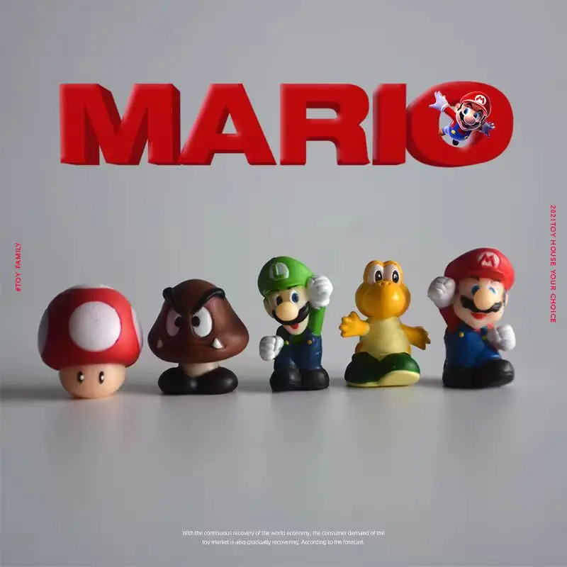 

5pcs Super Mario Bros Toys Figure Model Toys Mushroom Games Anime Figures Mario Luigi PVC Action Japanese Anime Birthday Gifts