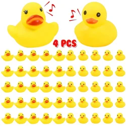 Jouets de bain en caoutchouc canard jaune couinant, Mini canard couineur, jouet d'eau pour la plage, douche de bébé, jeu de Fidget à presser pour enfants, 4 pièces 