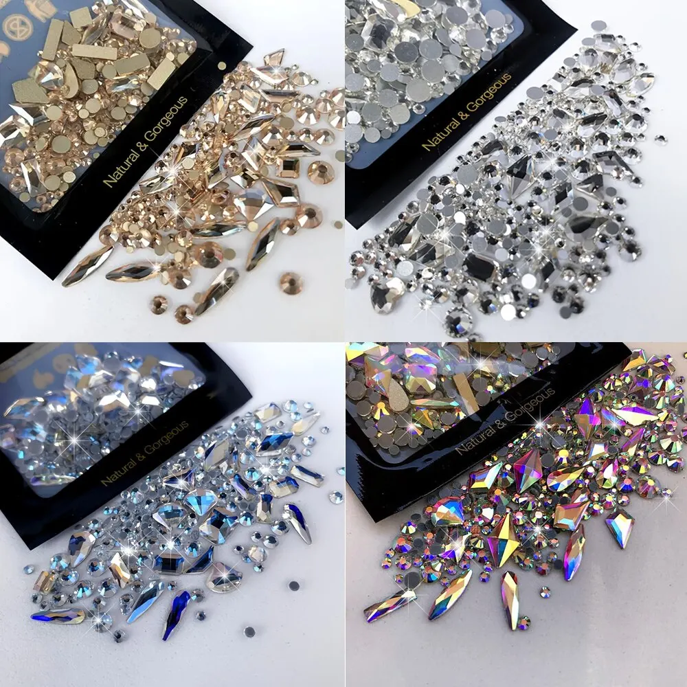 150pcs 라운드 플랫 백 유리 라인 석 플러스 20pcs 이상한 모양의 보석 DI..