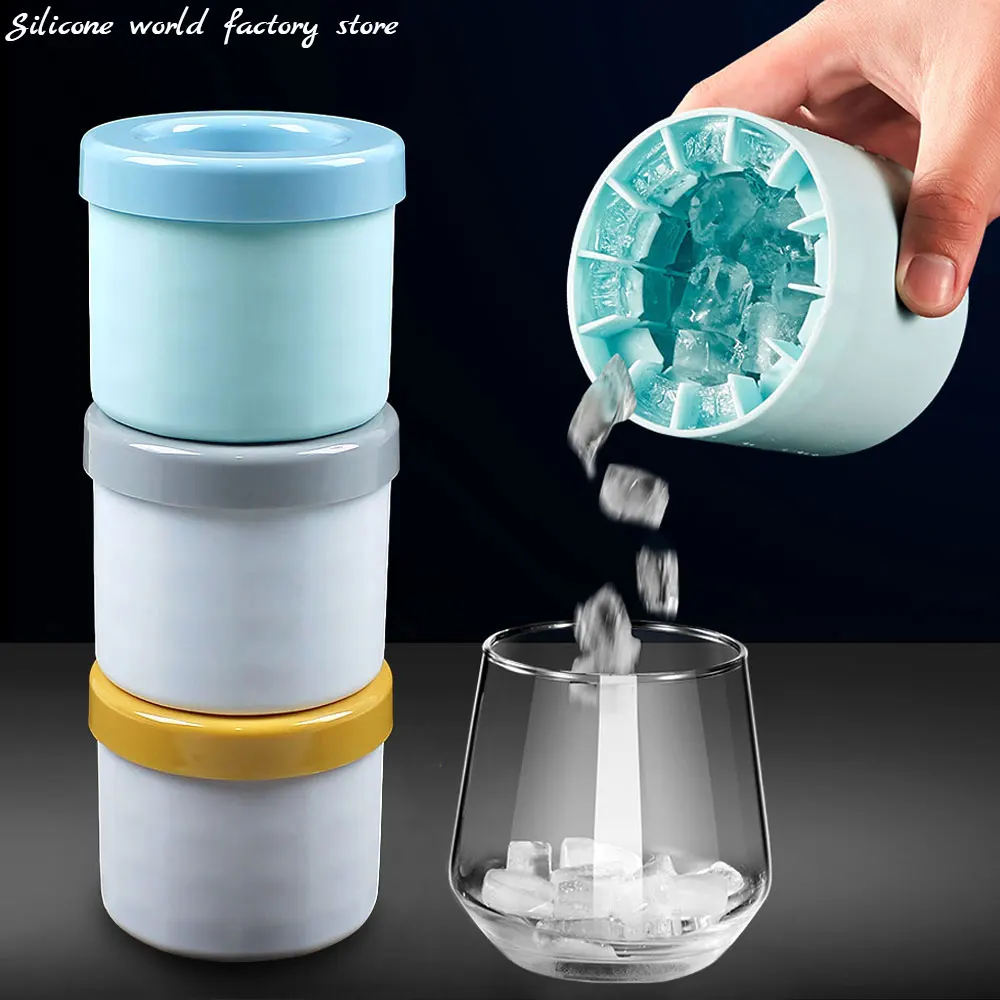Silicone World Silicone Ice Making Cup Molds Ice Bucket Cup Storage Box Freeze Maker Cube Mold