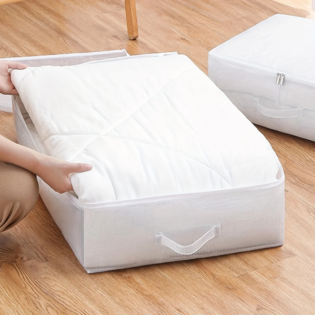 1pc-PVC Large Capacity Quilt Clothes Storage Bag Under Bed Storage Box Closet Organizer Blankets Comforters Dust-proof Storage B