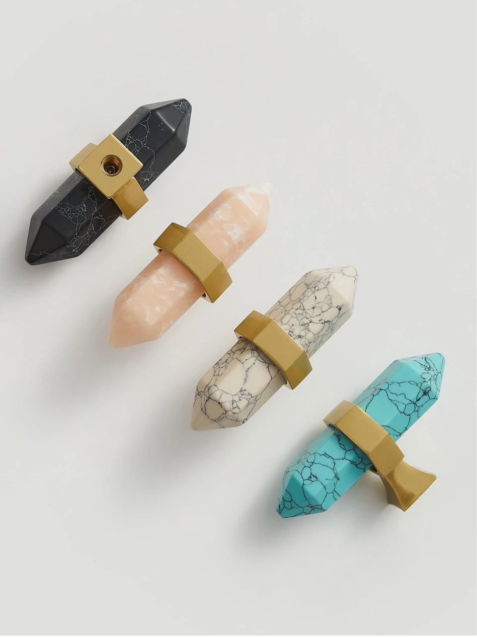 Nurlin-Brass Marble T-bar Knob, mobiliário decorativo, porta