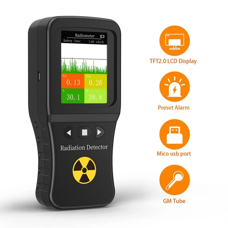 

Real-Time Nuclear radiation detector Geiger counter radioactive Beta Gamma X-ray marble personal dose alarm meter