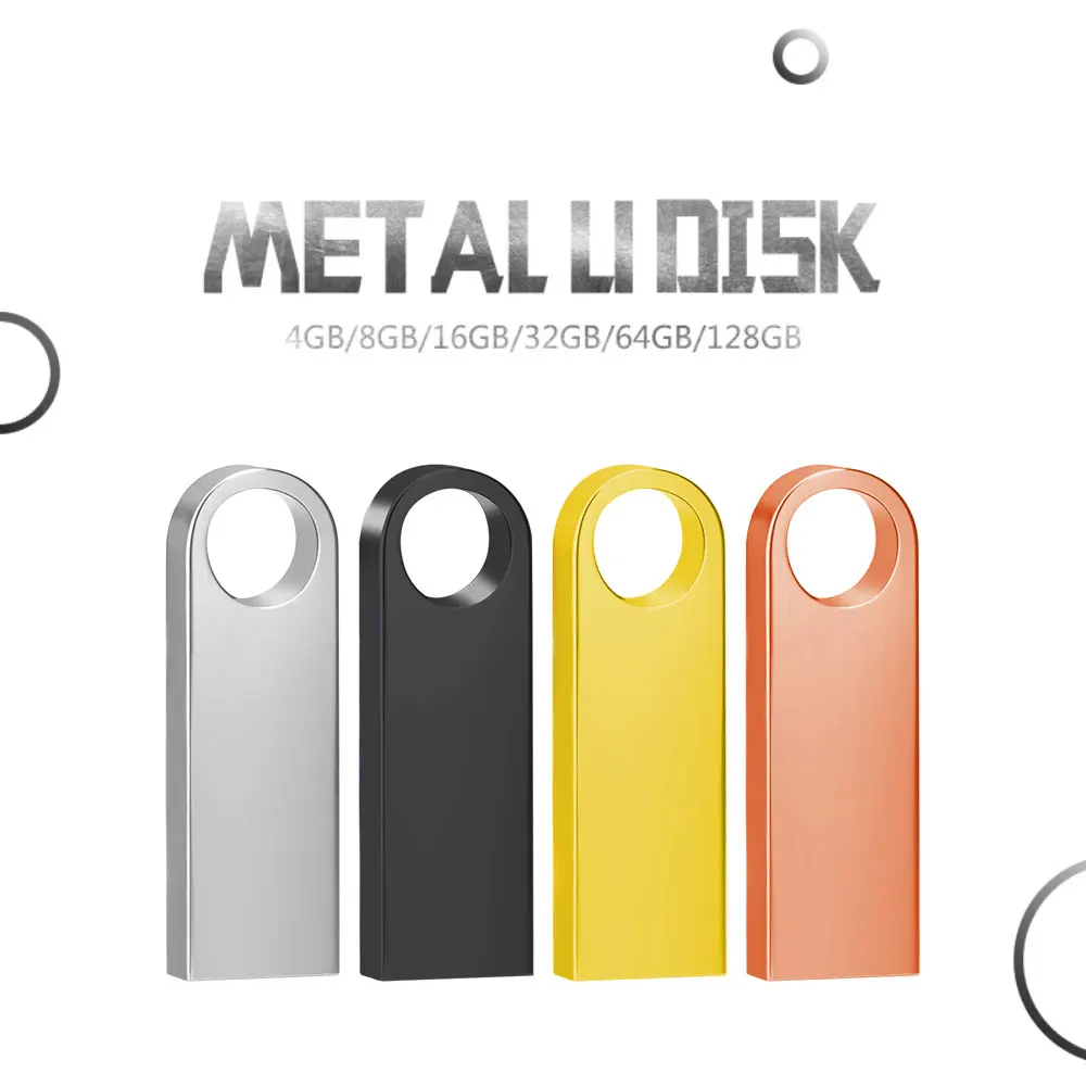 100개 메탈 플래시 드라이브 64GB 무료 맞춤 로고 블랙 32GB 펜 드라이브 16GB 메모리 스틱 무료 키체인 U 디스크 8GB 4GB 선물 128MB