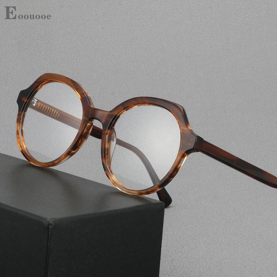 

Wood Grain Design Glasses Frame Women Men Handmade Retro Tortoise Acetate Eyeglasses Optical Myopia Hyperopia Prescription