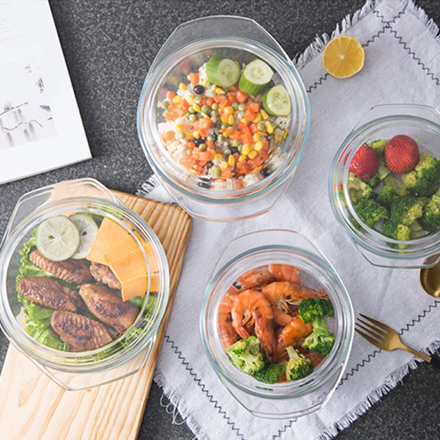 Glass Dish With Lid Heat-resistant For Food Serving 5