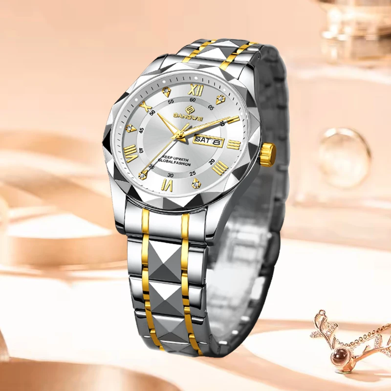 BANGWEI New Women's Bracelet Watch Fashion Elegant Date Quartz Wristwatch Woman Waterproof Luminous Diamond Watches for Women