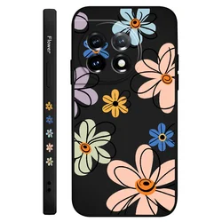 Hoop Flower Liquid Silicone Phone Case Cover for OnePlus 12 5G (Black)