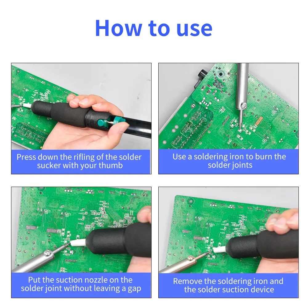 Pump Solder Sucker Suction Soldering Iron Desolder Tin Fire-resistant Vacuum 366D Plastic Powerful Desoldering Hand Welding Tool desoldering suction pump desoldering pump desoldering tool electrothermal solder sucker