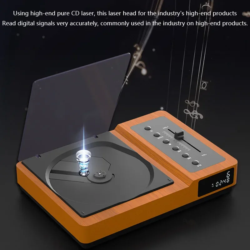 Lossless HIFI CD Player Wooden Body Bluetooth 5.2 High Bass Adjustable EQ Sound Portable USB Audio Player Infrared Remote Control portable cd player wooden cd player