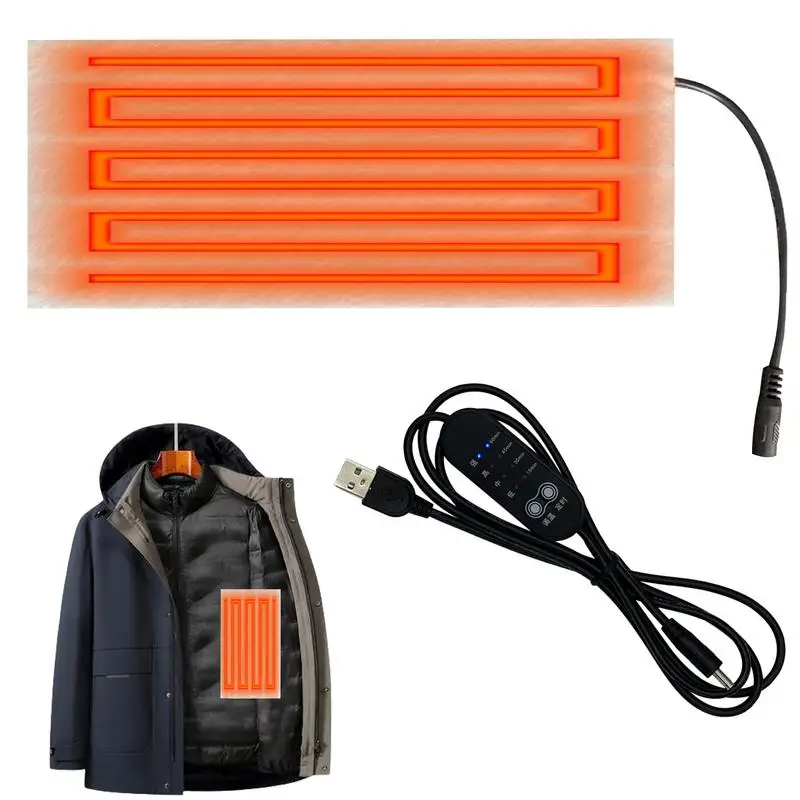 USB 가열 와이어 가열 매트, 5V 전기 가열 요소 필름 히터 패드, 따뜻한 발 가열 조끼 코트