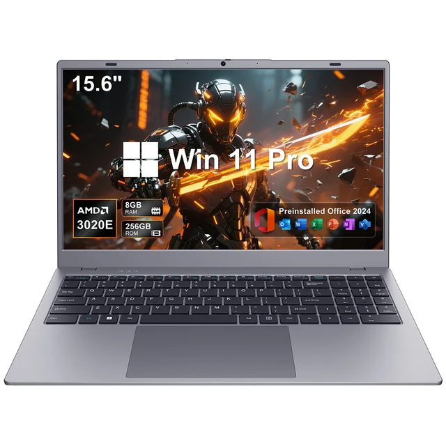 AMD Laptop Computer 15.6 inch FHD 8GB RAM 256GB SSD Dual Core Processor Up to 2.6GHz WiFi 5 BT5.0 Student and Business Notebook