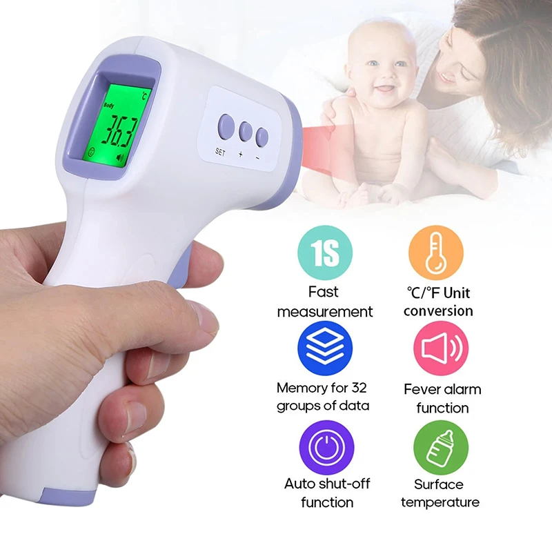 Thermomètre frontal infrarouge numérique corps électronique sans Contact outil de mesure de la fièvre médicale maison extérieure pour bébé adultes