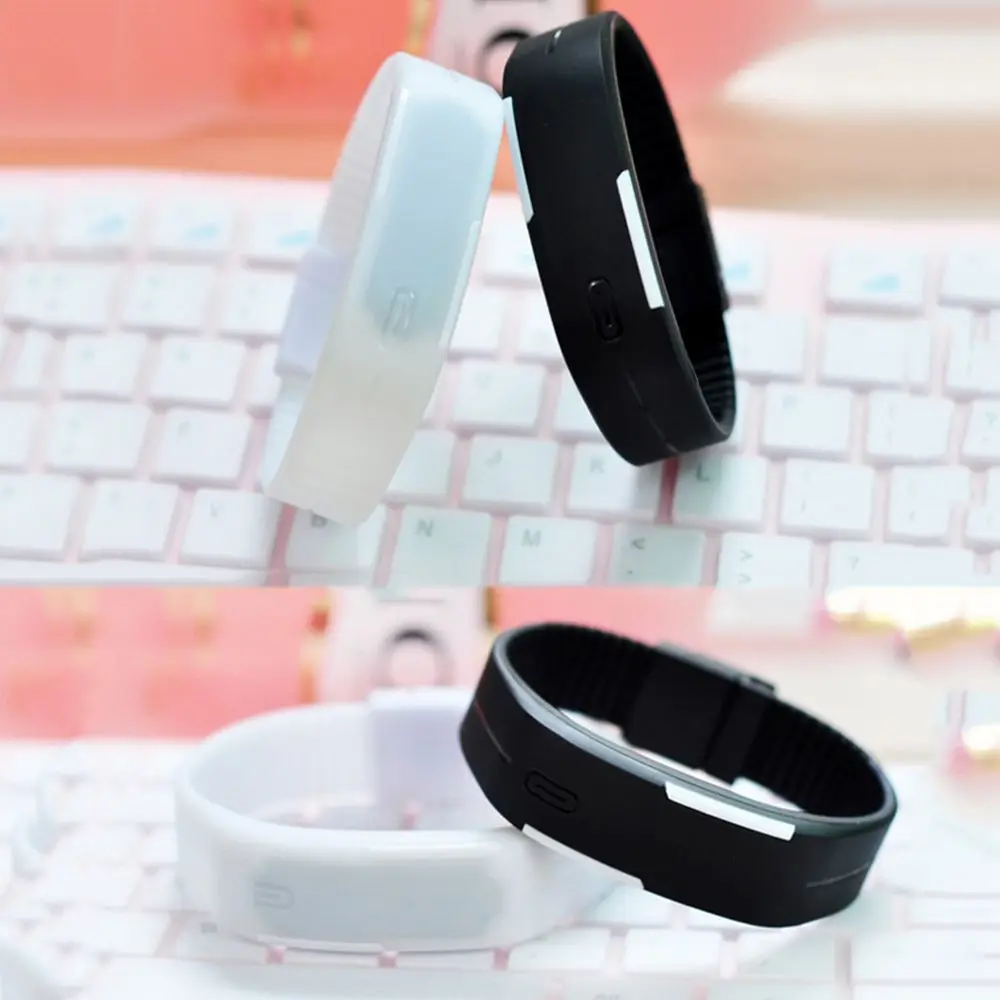 컬러 남여 실리콘 야외 팔찌 팔찌 스포츠 손목 시계 터치 디지털 시계 LED 터치 손목 시계 전자 시계